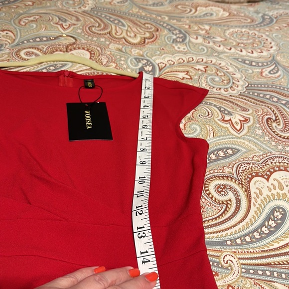 NWT WOOSEA M red Women's Split Bodycon Mermaid Evening Cocktail Long Dress - Picture 6 of 9